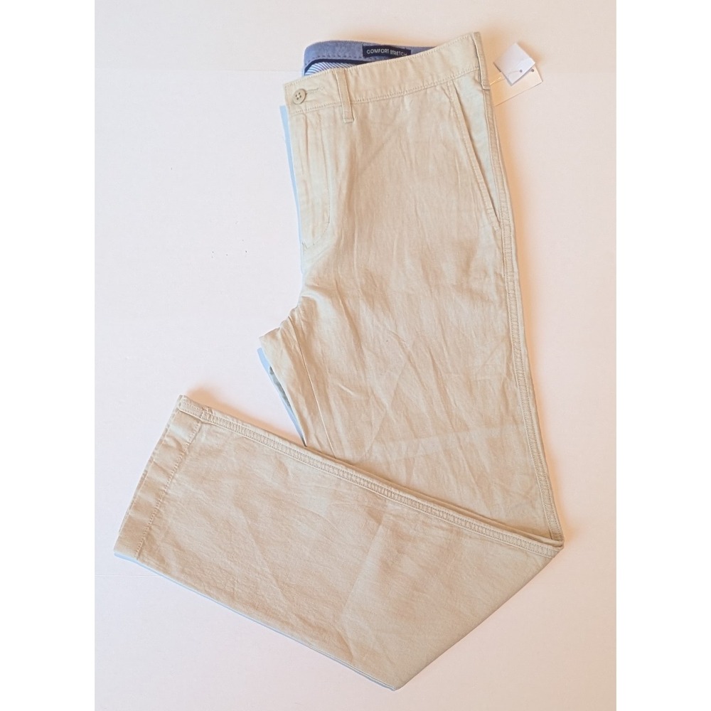 NWT Cremieux Soho Mens 35x32 (tag 34x32 Cotton Linen Pants Beige Khaki VERY NICE